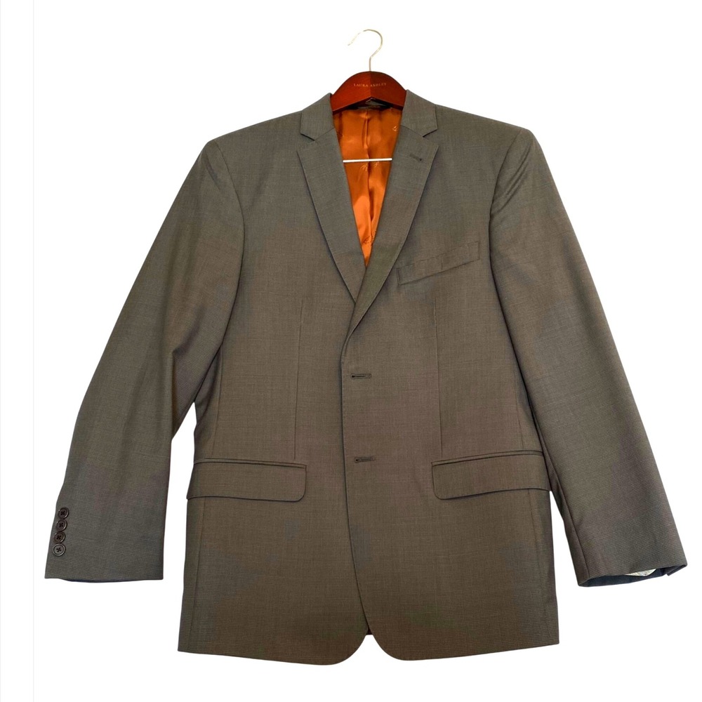 Joseph Jo.S. Bank Mens Blazer 100%‎ Wool Gray Houndstooth Lined/Dbl Vented